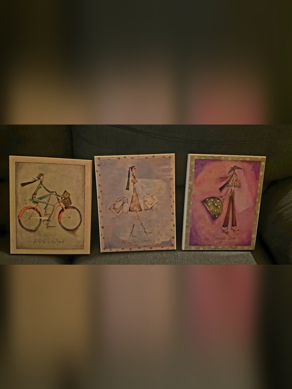 Framed Fashion Illustration Print Set Pink & Green